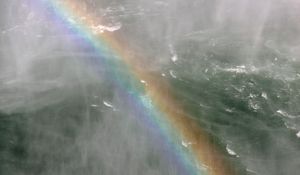Preview wallpaper sea, waves, water, fog, rainbow
