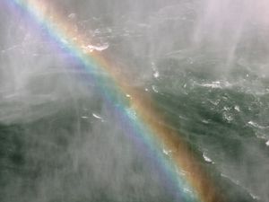 Preview wallpaper sea, waves, water, fog, rainbow
