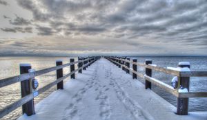 Preview wallpaper sea, winter, bridge, landscape