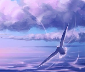 Preview wallpaper seagull, bird, flight, art