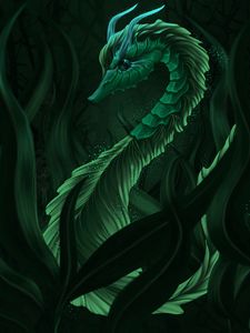 Preview wallpaper seahorse, sea, algae, art, green