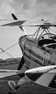 Preview wallpaper seaplane, flight, black and white