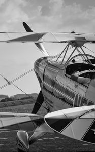 Preview wallpaper seaplane, flight, black and white