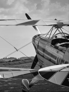 Preview wallpaper seaplane, flight, black and white