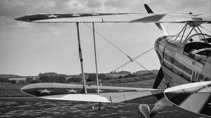Preview wallpaper seaplane, flight, black and white