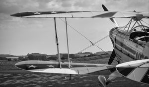 Preview wallpaper seaplane, flight, black and white