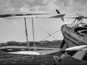 Preview wallpaper seaplane, flight, black and white