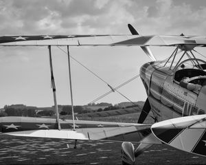 Preview wallpaper seaplane, flight, black and white