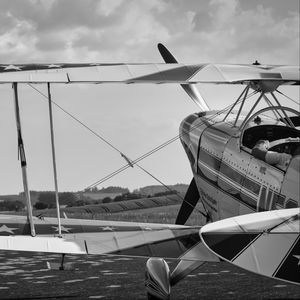 Preview wallpaper seaplane, flight, black and white