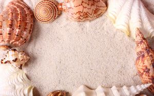 Preview wallpaper seashells, frame, sand