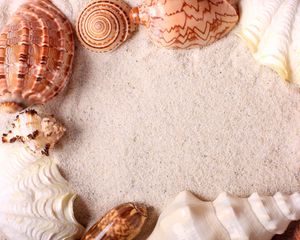 Preview wallpaper seashells, frame, sand