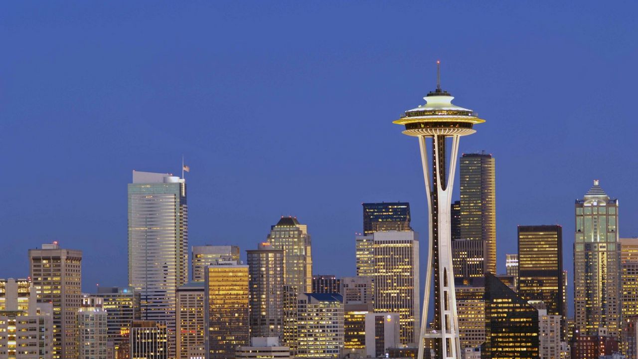 Wallpaper seattle, twilight, washington, buildings, skyscrapers