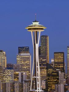 Preview wallpaper seattle, twilight, washington, buildings, skyscrapers