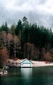 Preview wallpaper seattle, washington, north cascades, diablo lake, fog, rain, trip