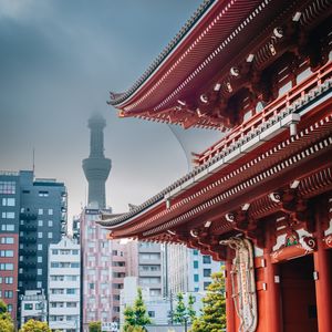 Preview wallpaper sensoji, tokyo tower, temple, tower, japan