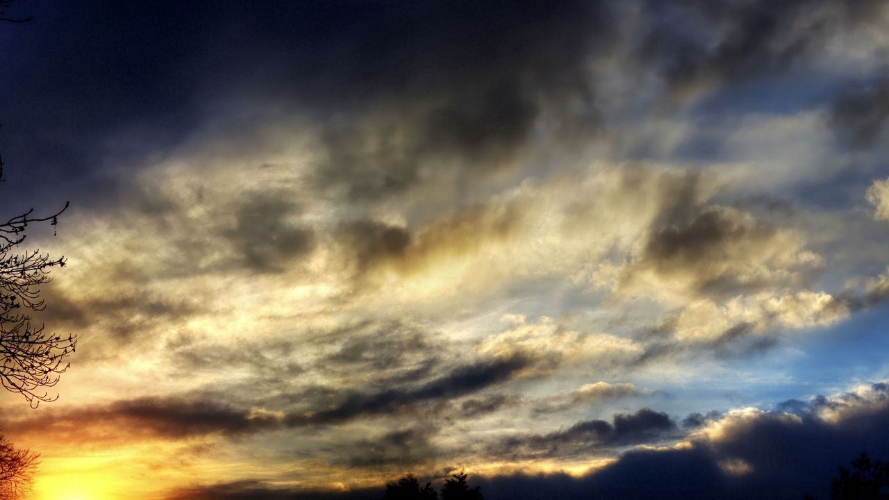 Wallpaper shadow, sky, clouds, evening, sunset, twilight