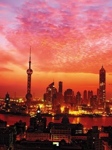 Preview wallpaper shanghai, buildings, sky, light, skyscraper