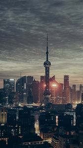 Preview wallpaper shanghai, china, skyscrapers, night, panorama