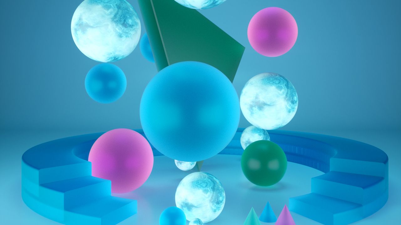 Wallpaper shapes, geometric, 3d, balls, spheres