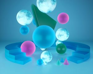 Preview wallpaper shapes, geometric, 3d, balls, spheres
