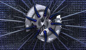 Preview wallpaper shapes, lines, metal, grid, abstraction, blue