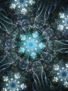 Preview wallpaper shapes, transparent, flowers, glow, fractal
