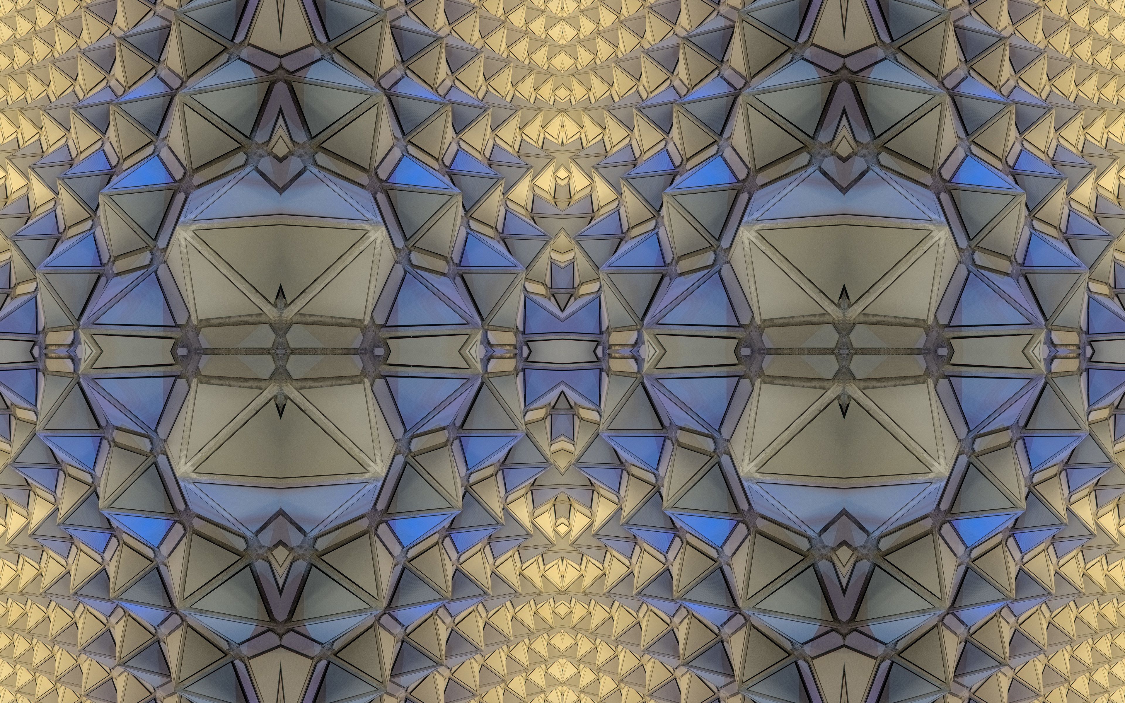 Download wallpaper 3840x2400 shapes, triangles, kaleidoscope