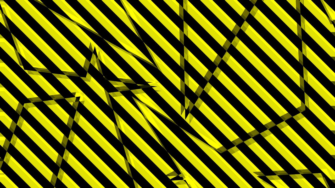 Wallpaper shards, broken, stripes, yellow, black, abstraction