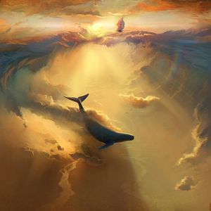 Preview wallpaper shark, dolphin, sea, art, underwater world