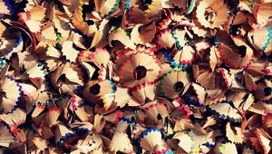 Preview wallpaper shavings, pencils, colorful, wooden