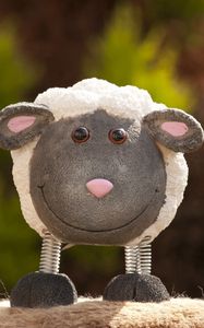 Preview wallpaper sheep, toy, muzzle, cheerful