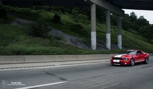 Preview wallpaper shelby mustang, mustang, car, muscle car, red, road, speed