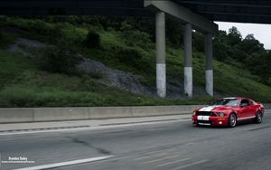 Preview wallpaper shelby mustang, mustang, car, muscle car, red, road, speed