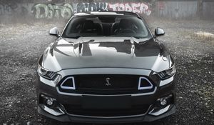 Preview wallpaper shelby mustang, shelby, car, gray, front view