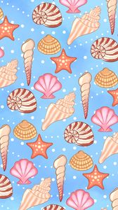 Preview wallpaper shells, conch, pattern, starfish