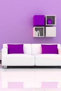 Preview wallpaper shelves, sofa, cushions, vases