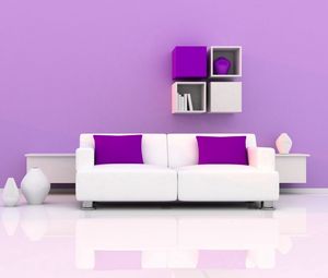Preview wallpaper shelves, sofa, cushions, vases