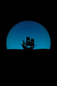 Preview wallpaper ship, art, silhouette, vector, dark