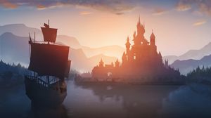 Preview wallpaper ship, castle, port, art