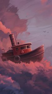 Preview wallpaper ship, clouds, art, sky, sail, fantastic