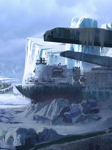 Preview wallpaper ship, frozen, ice floe