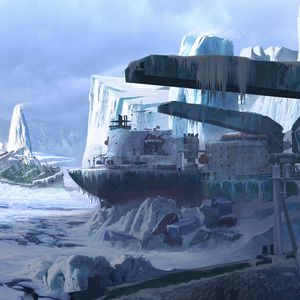 Preview wallpaper ship, frozen, ice floe