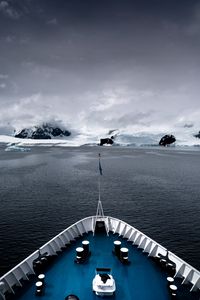 Preview wallpaper ship, glacier, mountain, snow, fog