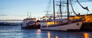 Preview wallpaper ship, masts, sea, pier