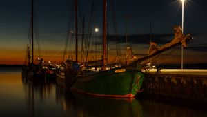 Preview wallpaper ship, pier, night, dark