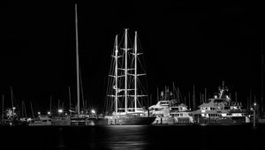 Preview wallpaper ship, port, bw, pier