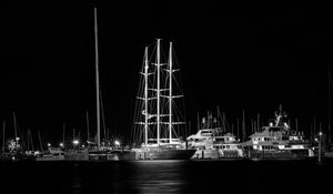 Preview wallpaper ship, port, bw, pier