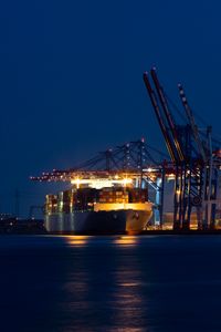 Preview wallpaper ship, port, lights, sea, night