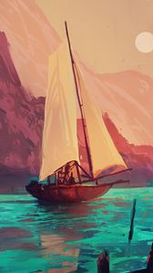 Preview wallpaper ship, sail, art, boat, paint