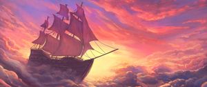 Preview wallpaper ship, sail, clouds, art
